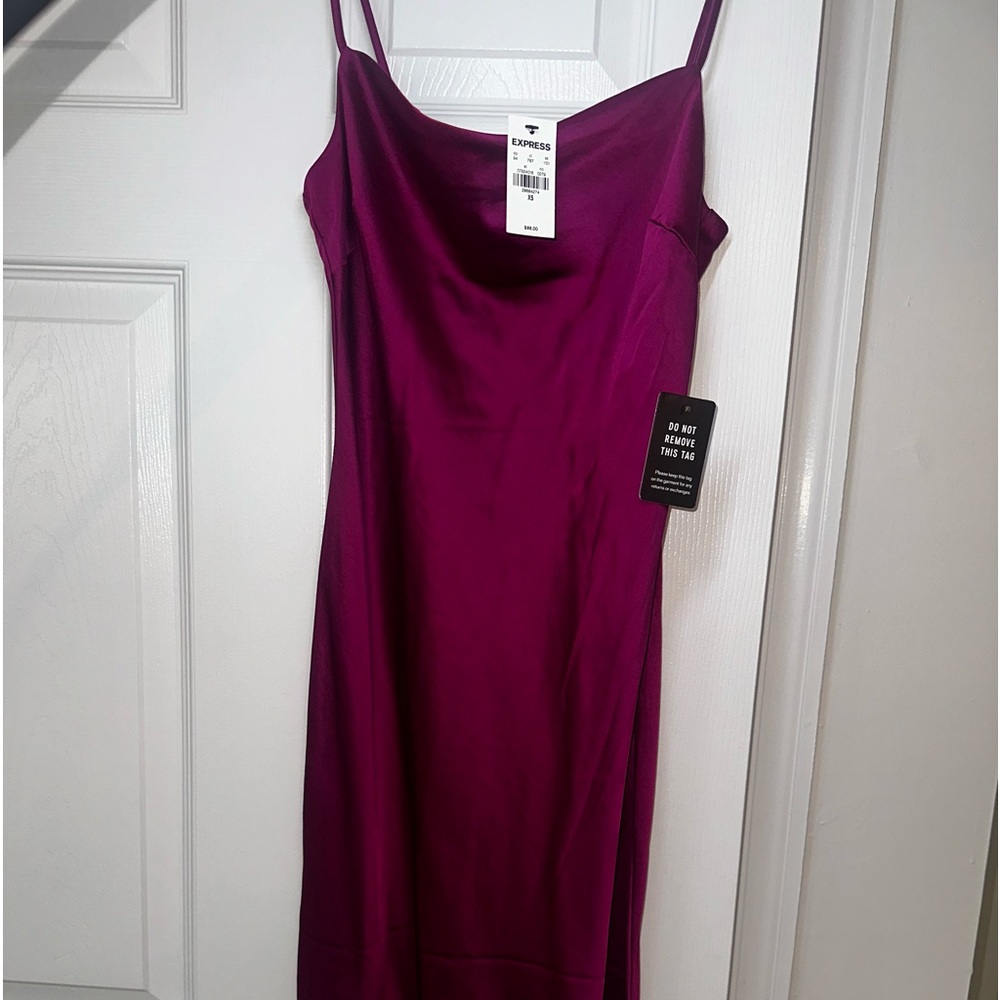 NWT XS Cowl Neck Satin Midi Dress Express